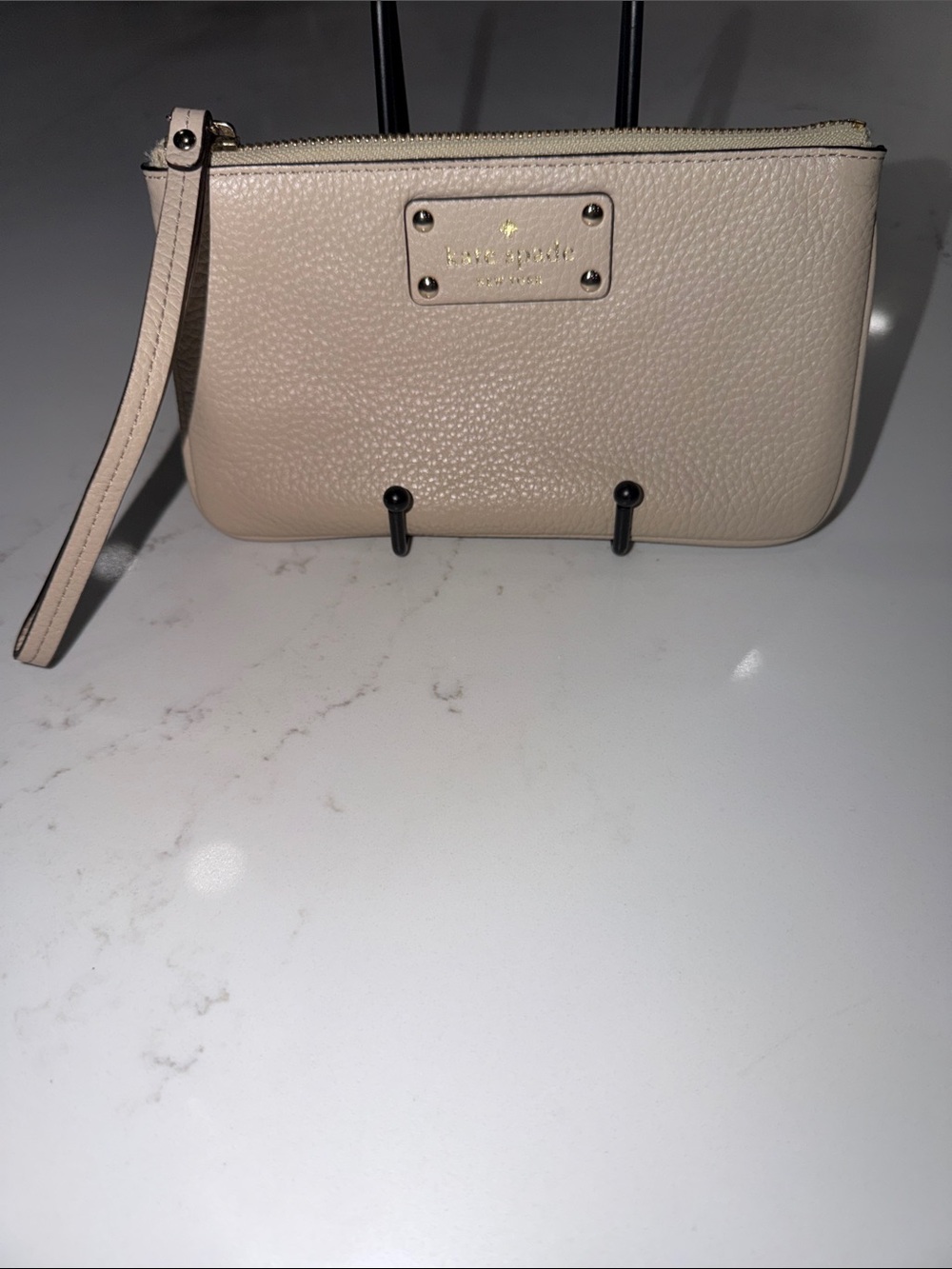 kate spade Pebbled Leather Wristlet - Light Beige